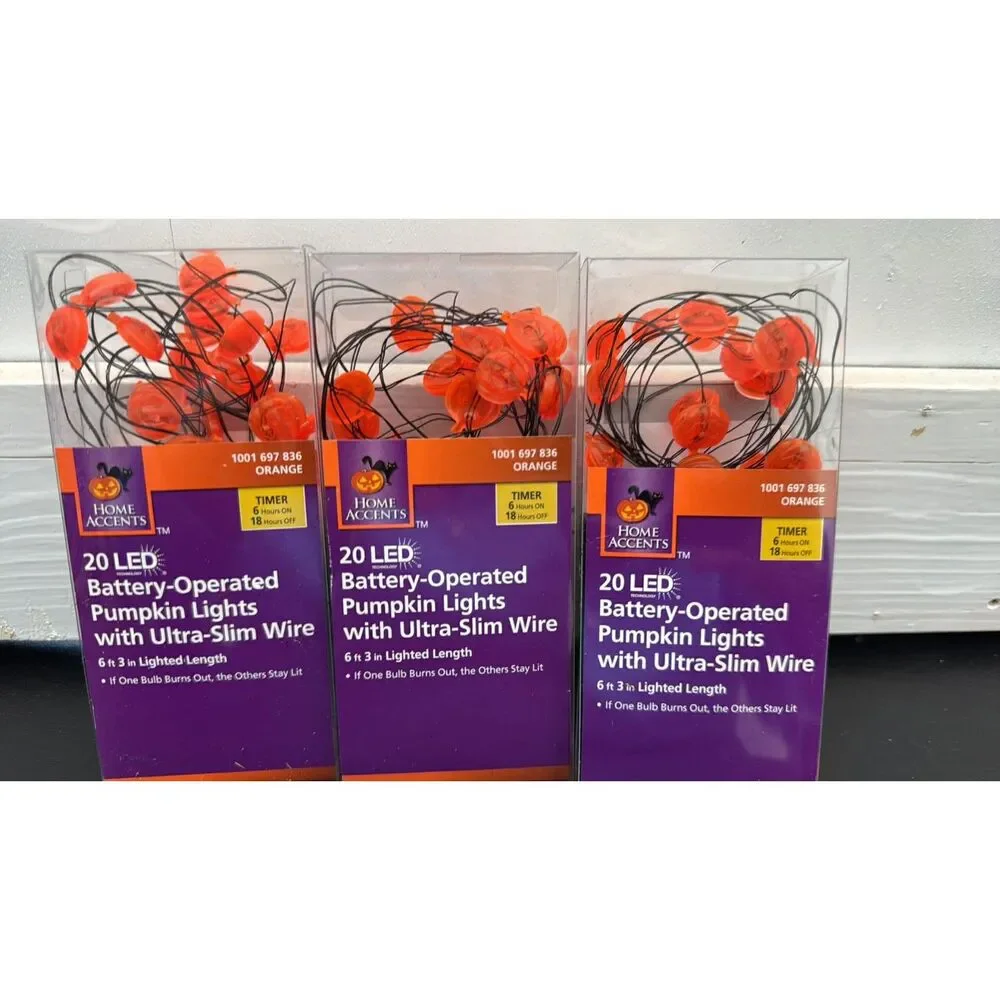 Halloween Lights 8 String  Lights Dual Colors Pumpkin Lights Bat  Lights